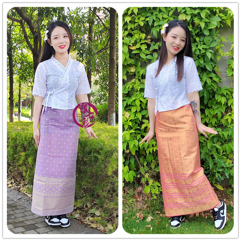 正宗泰国进口泰丝软面料女装裙 百搭长裙子 傣族一片裙裹裙半身裙