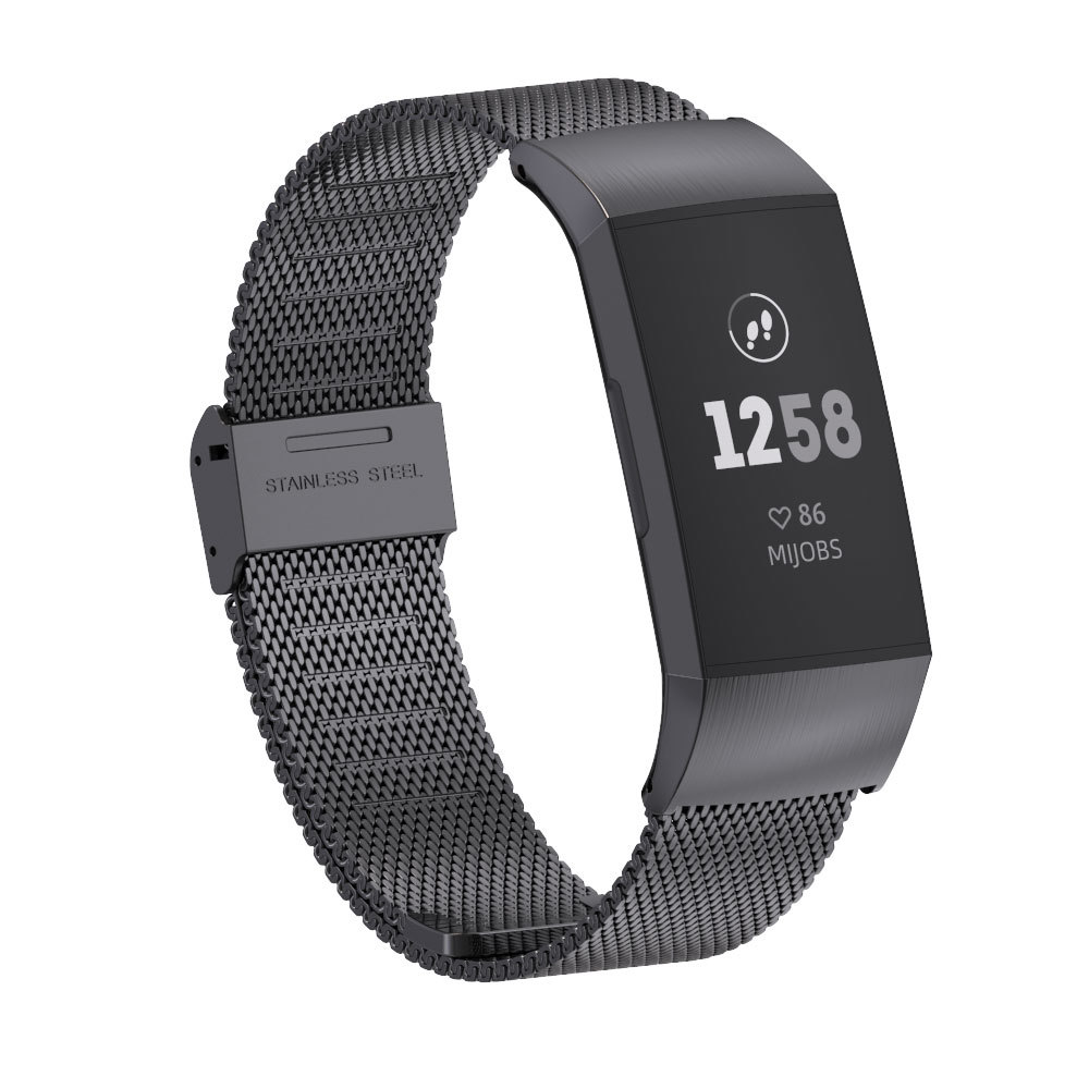 米布斯适用fitbit Charge 6 5 4 3 2表带米兰卡扣磁吸不锈钢腕带