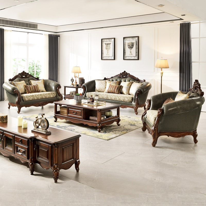 黑胡桃木实木沙发组合科技布意式轻奢北欧三人位客厅123组合沙发