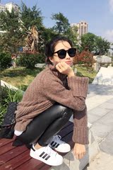 2016秋冬韩版宽松显瘦中长款高领套头毛衣女学生bf长袖打底针织衫