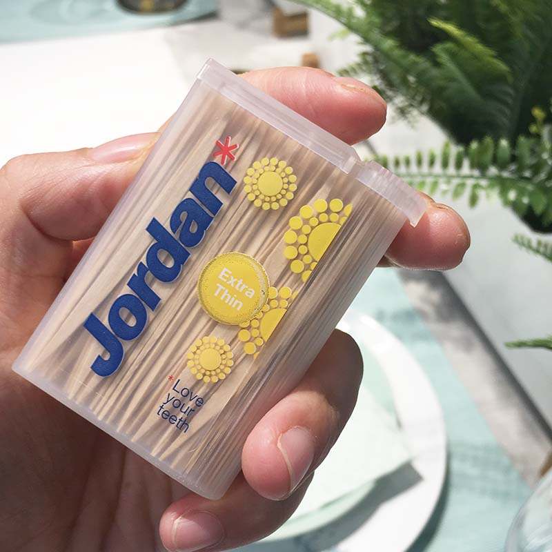 芬兰进口店挪威Jordan桦木牙签盒装创意高端商务会所超薄双头牙签