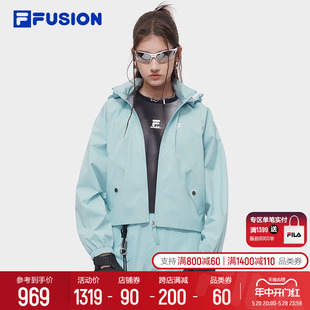 FILA FUSION斐乐潮牌机能外套女2024夏季新款短款连帽防泼水夹克