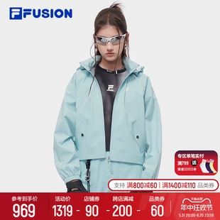 FILA FUSION斐乐潮牌机能外套女2024夏季新款短款连帽防泼水夹克