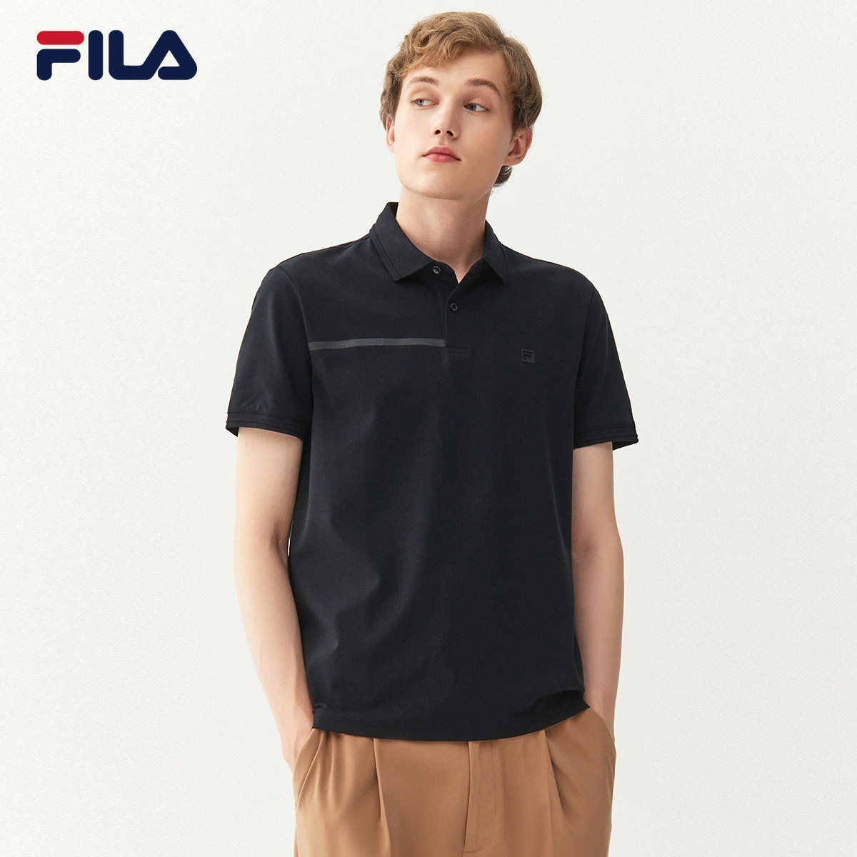 fila斐乐官方男士polo衫 2021春季新款商务舒适短袖polo领上衣