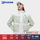 FILA FUSION斐乐潮牌梭织外套女2024春新款时尚撞色拼接连帽上衣