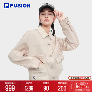 FILA FUSION斐乐潮牌梭织外套女2024夏新款时尚休闲短款工装上衣