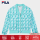 FILA Emerald斐乐女士梭织外套2024夏季新款舒适休闲满印V领上衣