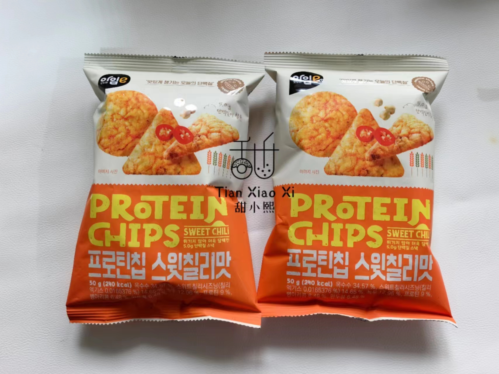 韩国进口 爱慕伊甜辣味蛋白质脆片50g 休闲零食膨化食品