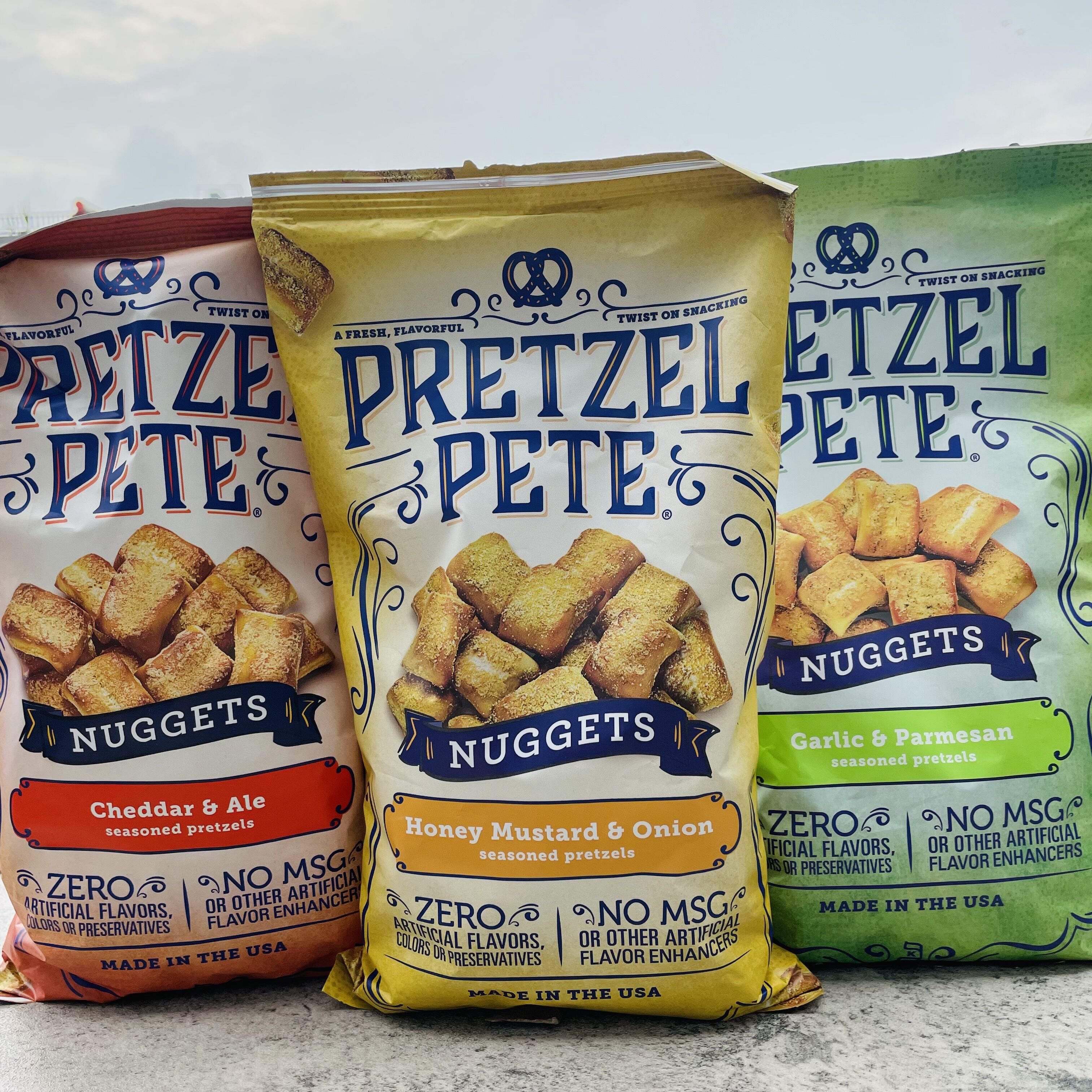 pretzel pete  nuggets美国进口面包干脆饼干大蒜奶酪蜂蜜芥末味