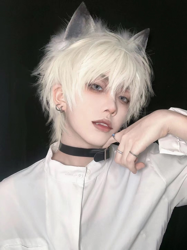 男生白色假发全头套式短发韩版帅气非主流cos动漫日系正太少年女