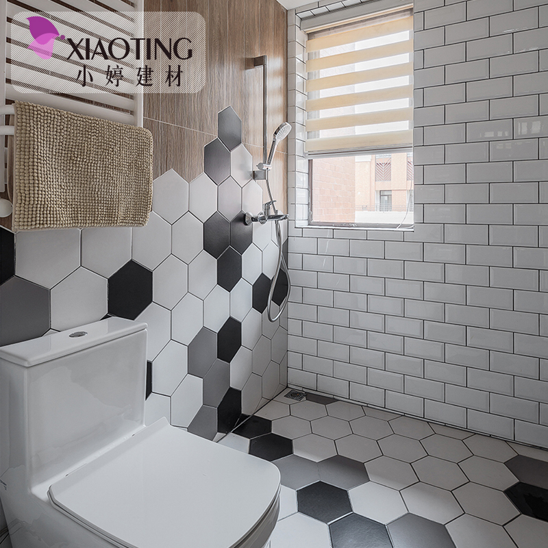 纯色六角砖北欧简约厨房卫生间墙砖阳台玄关客餐厅瓷砖六边形地砖