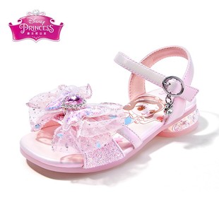 迪士尼夏天凉鞋女款2024新款儿童小公主高跟时装鞋品牌鞋子正品