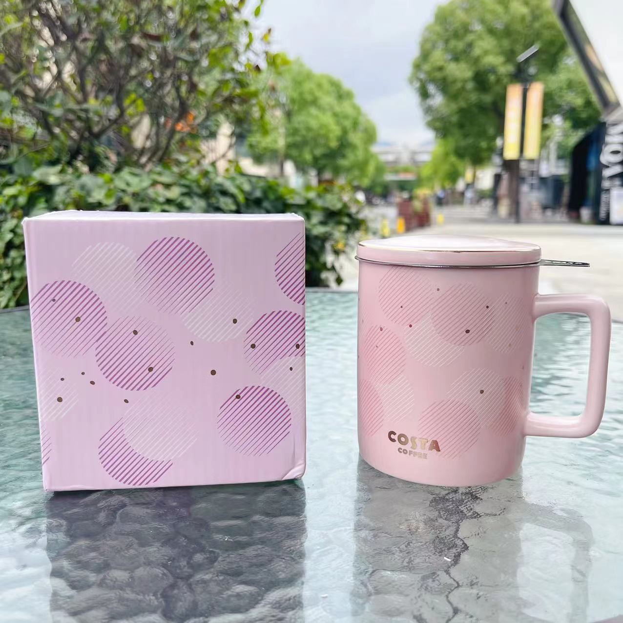 Costa星辉月影粉色少女心含盖陶瓷马克杯咖啡杯茶水分离泡茶杯子|ruв категории посуда, кубок/кубок/чайник, кружка - от Buy2taobao.com для оказания профессиональной услуги покупки агента Taobao