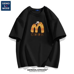 森马集团geniolamode美式字母短袖男款原创设计感麦当熊猫联名t恤