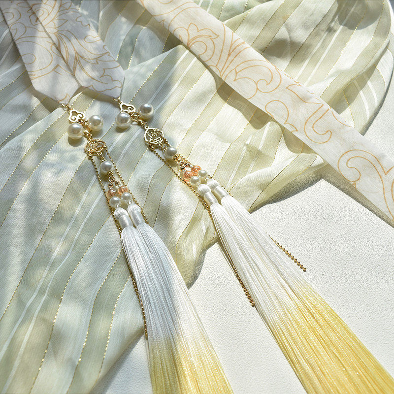 阡陌渐变流苏汉服头绳发带原创设计头饰古风丝带穗子荷包挂饰胸针