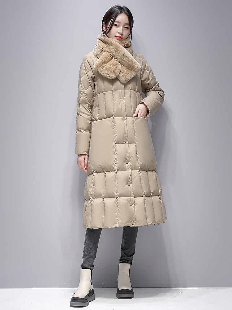 羽绒服女装2022年新款流行爆款中长款年轻妈妈时尚洋气冬90白鸭绒