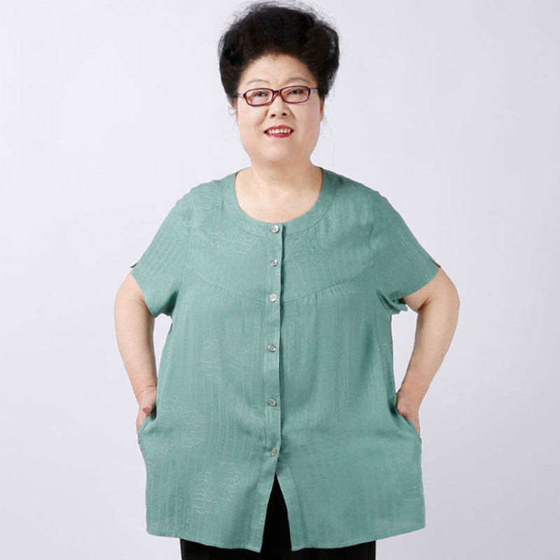 特体加肥加大码200斤中老年t恤女短袖超大号胖妈妈奶奶夏装上衣服