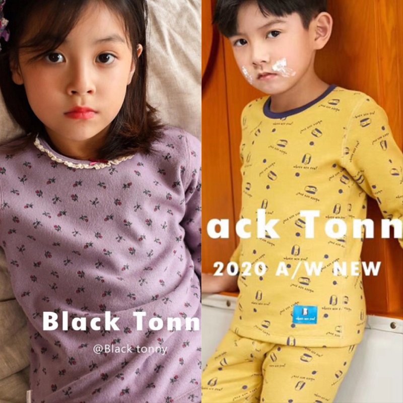 小黑托昵冬装男童女童宝宝保暖内衣童装双层加厚热力绒小黑托尼