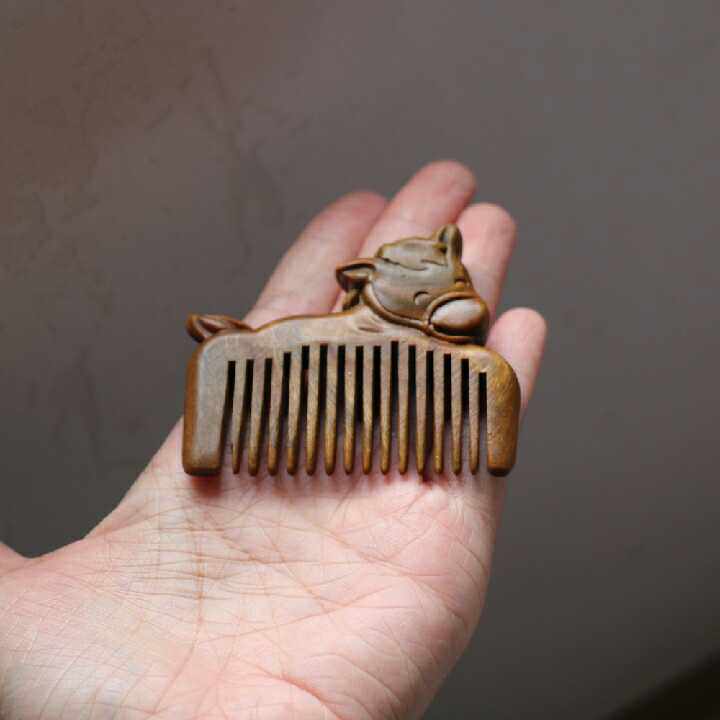 木梳马到成功袖珍雕刻双面儿童童可爱小巧随身檀木梳子