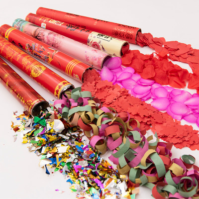 结婚新款爱心礼圣诞派对装饰彩带喜字心形花瓣拉炮礼花礼炮40厘米