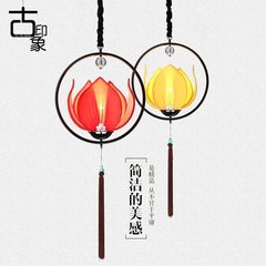 新中式吊灯仿古中国风手绘酒楼餐厅茶楼宫灯古典花朵灯笼布艺吊灯