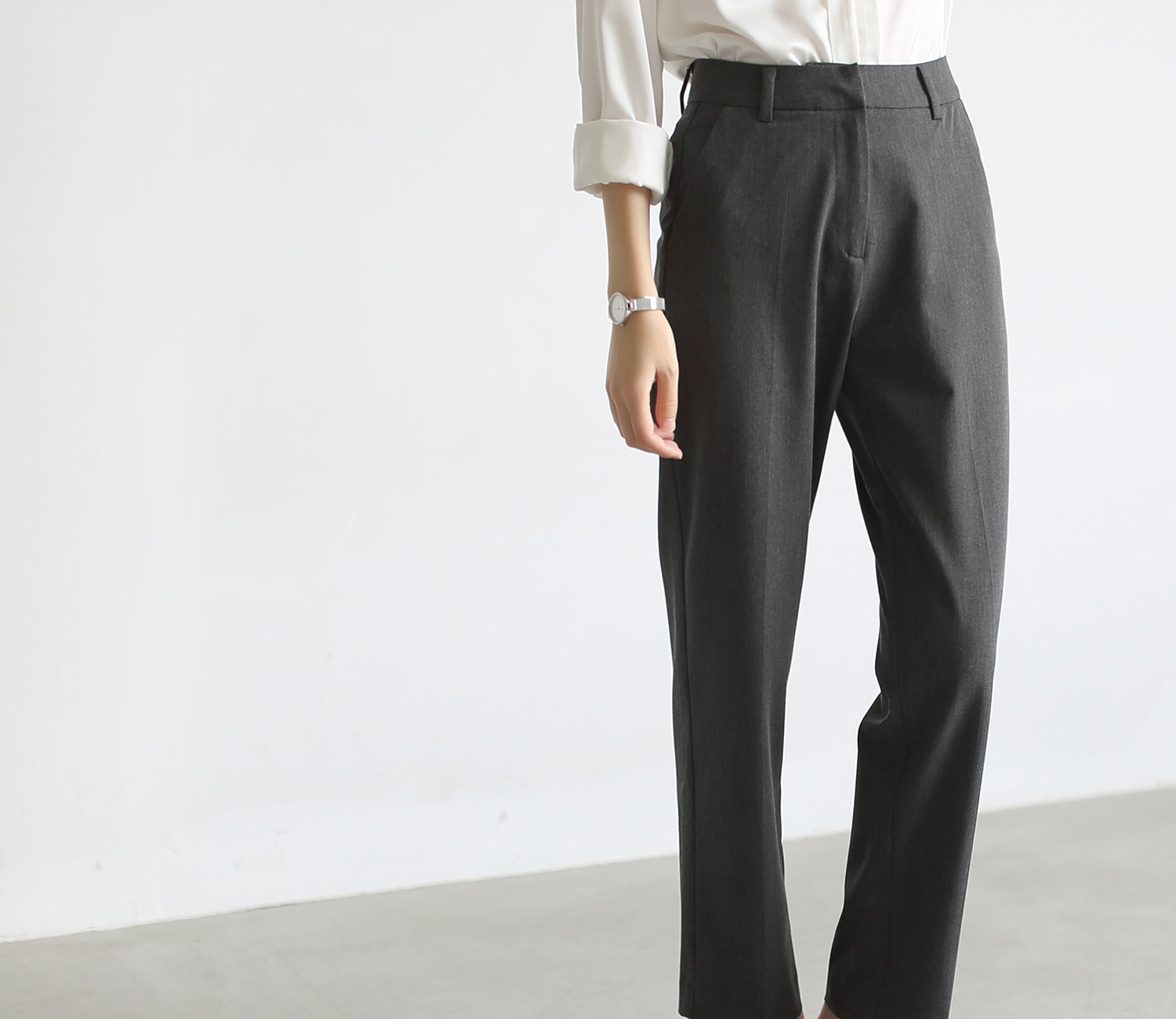 ss studio通勤深灰九分裤 职业ol西裤显瘦休闲裤工装裤女夏季薄款