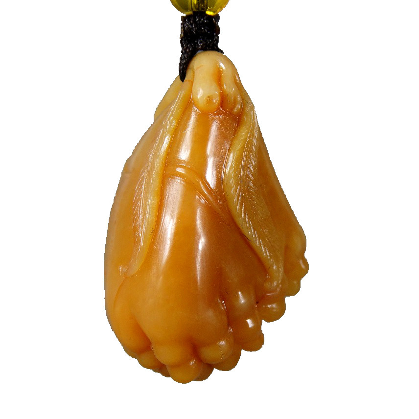 寿山石 精品田黄石 佛手 含绳重11.5石艺俱佳 肉色一流