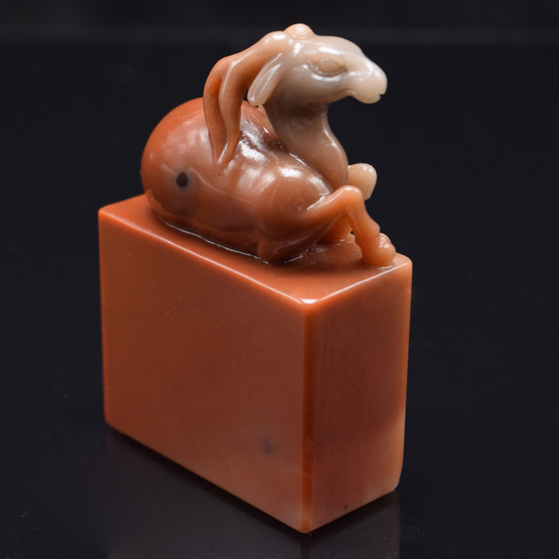 寿山石芙蓉石 鹿印章《鹿钮章》石艺俱佳