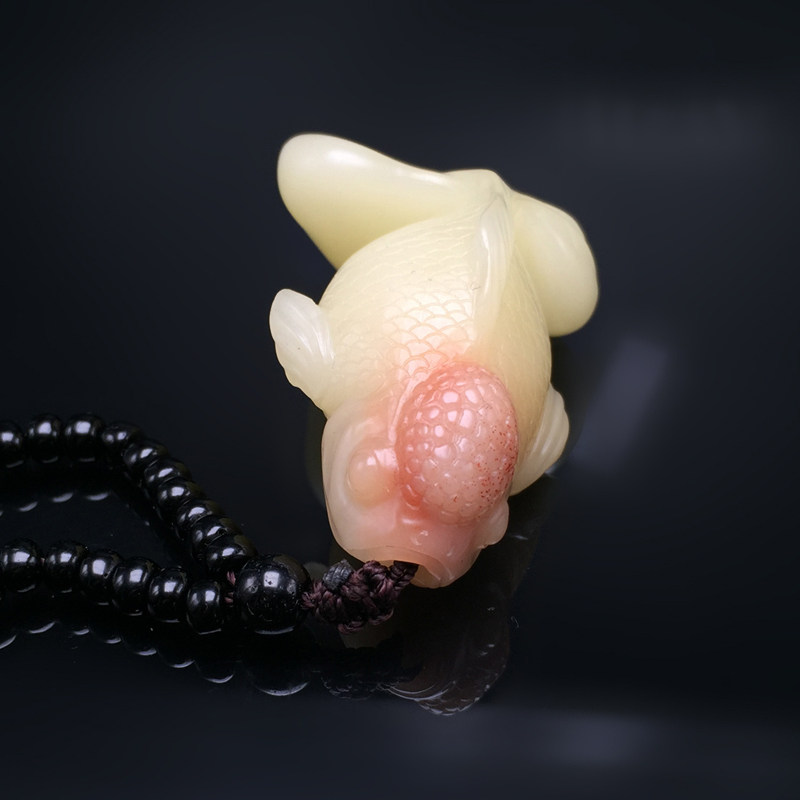 寿山芙蓉石《金鱼》毛衣挂饰 石艺俱佳