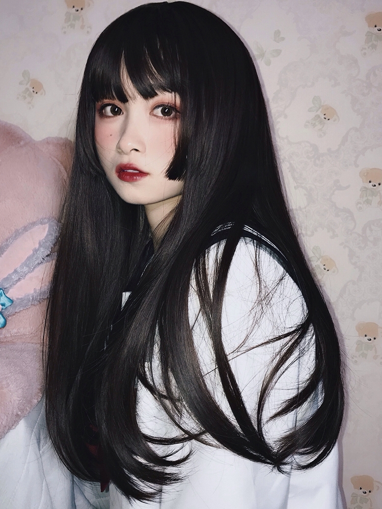 姬发式假发女长发圆脸日常lolita软妹公主切长直发男生自然全头套