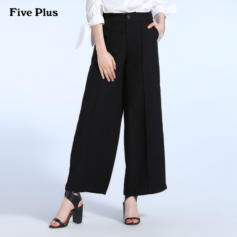 Five Plus新女秋装拼接撞色条纹高腰阔腿长裤休闲裤2HF3067740