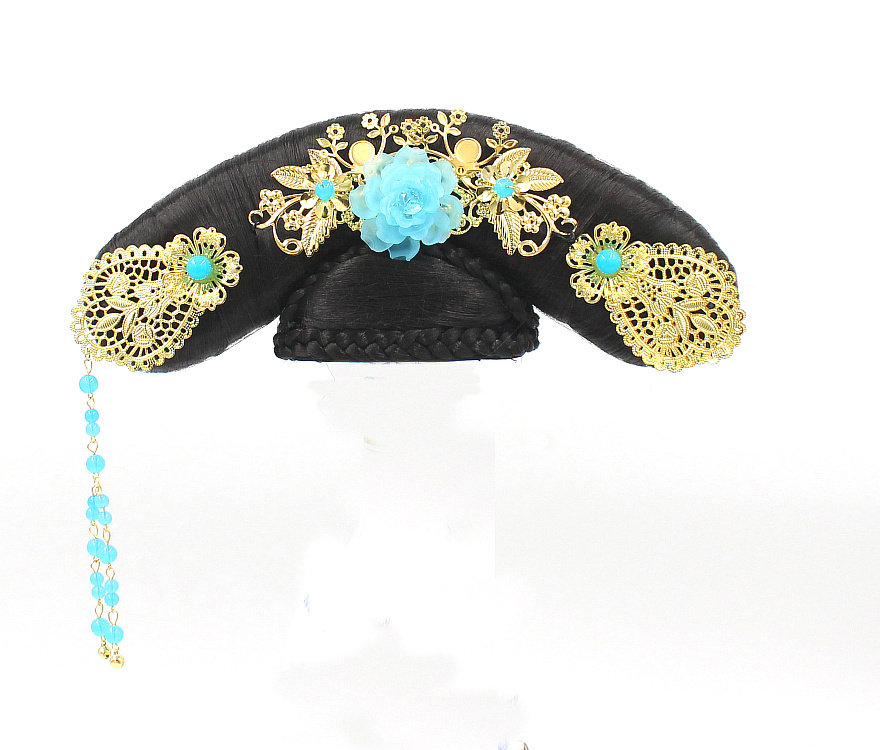 古装影视影楼古代假发清朝宫廷格格头饰步步惊心弯月旗头