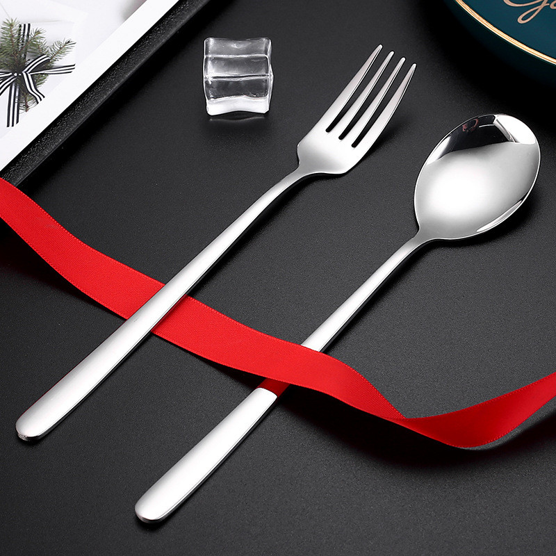 餐叉韩式高档不锈钢纯色吃饭面条叉子长柄西餐西餐餐叉