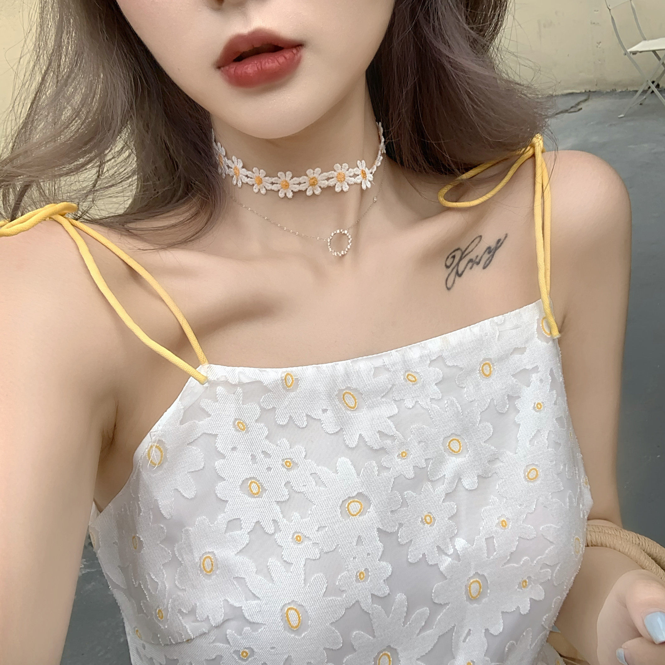 实拍实价 夏季新款吊带抹胸连衣裙韩版收腰绣花中长款洋气显瘦裙