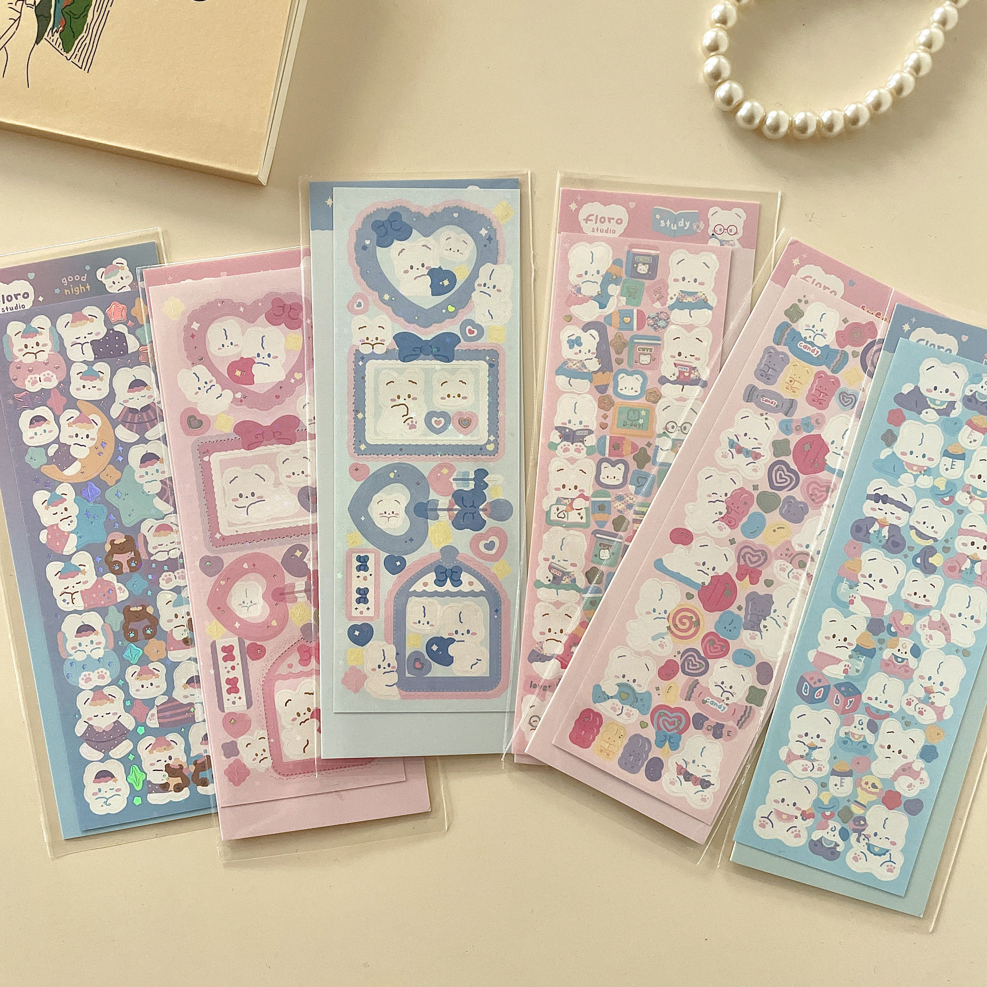 韩国ins可爱镭射兔兔爱心相框咕卡贴纸diy手帐爱豆小卡装饰素材贴