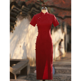 红色旗袍敬酒服新娘新中式改良礼服气质民国风小个子订婚结婚日常