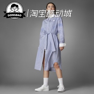 1月Adidas阿迪达斯三叶草LONGSHIRT女子中长款运动长袖衬衫HB9410