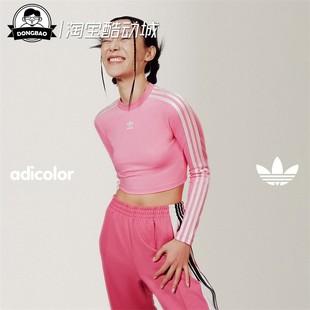 2月ADIDAS阿迪达斯  女子复古穿搭短款运动修身长袖T恤JE6045