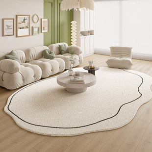 地毯客厅异形奶油风地毯秋冬地垫加厚仿羊绒不规则卧室床边地垫