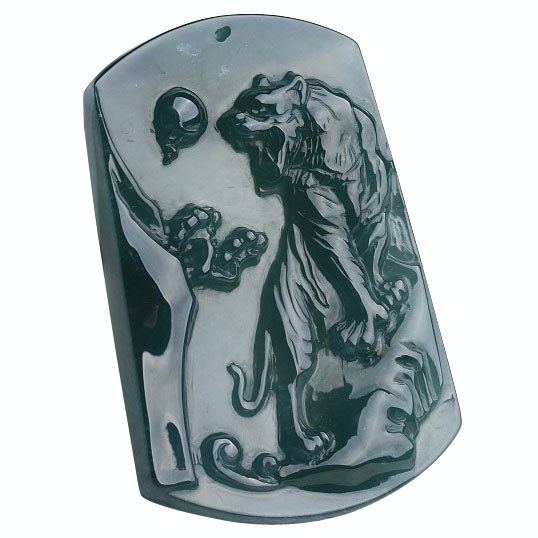 [源头好货-四会]冰种蓝水翡翠a货上山虎挂件 36.54克