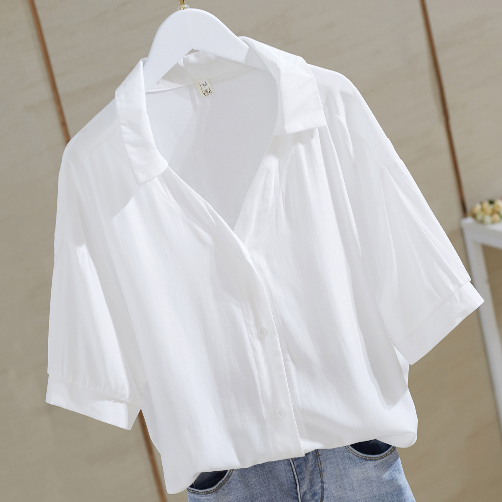 特价半截袖长款女_半截袖2020新款白色v领短袖衬衫韩版下衣消失t恤女