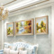 客厅装饰画壁画三联欧美式正品油画肌理山水风景沙发背景墙画挂画