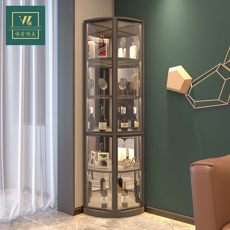 酒柜现代简约转角柜轻奢客厅多功能三角柜小户型角落书柜餐边柜