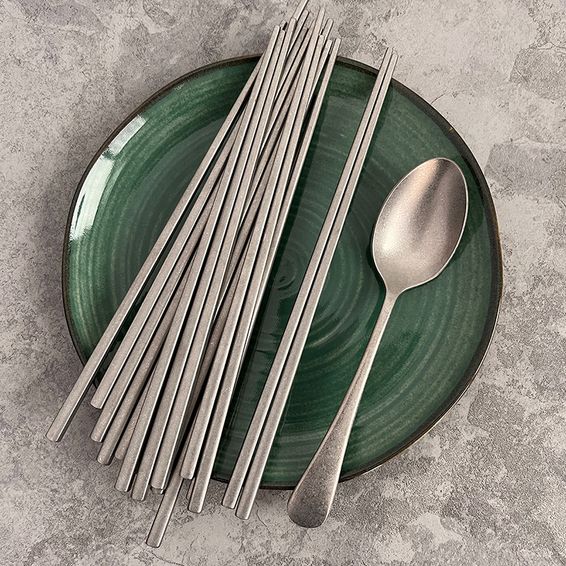 高级筷子家用高档抗菌防霉 304不锈钢高颜值快子勺子套装家庭餐厅