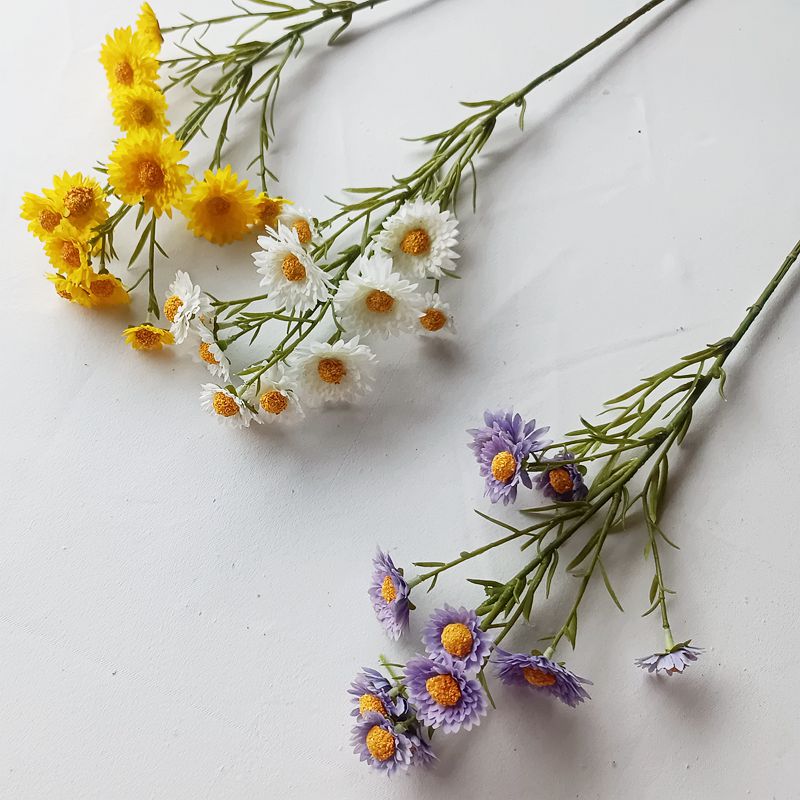 洋甘菊仿真花小雏菊假花花束客厅餐桌花单枝摄影道具装饰绢花花艺