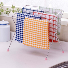 日本进口不锈钢厨房抹布架桌面毛巾晾晒架 落地收纳晾晒架 可折叠