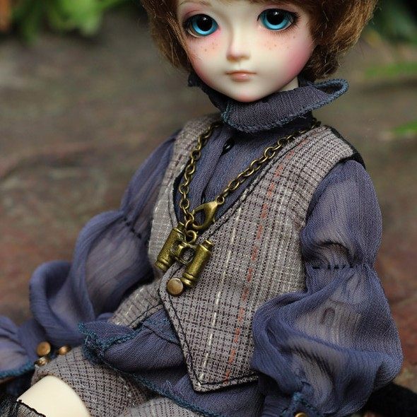 娃娃衬衣领_1/6 bjd/sd娃娃衣服6分帅气高领格子西洋装 披肩马甲衬衣