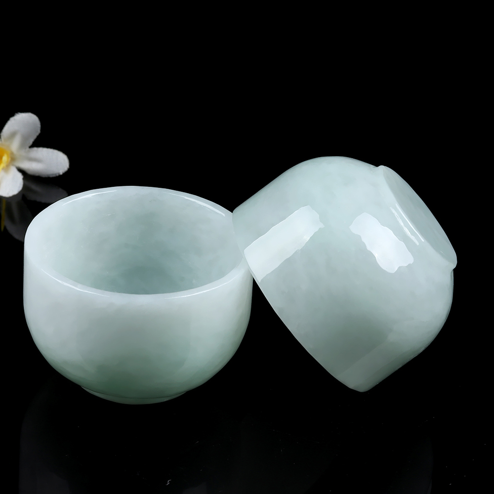 翡翠茶具 天然缅甸a货糯种翡翠茶杯4个 460.20克