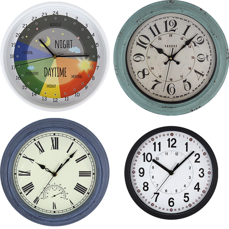 24小时圆形复古挂钟客厅家用2021新款简约装饰石英钟表带