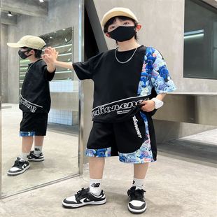 男童夏季短袖套装2024新款中大儿童夏装男孩运动痞帅气时髦韩版潮